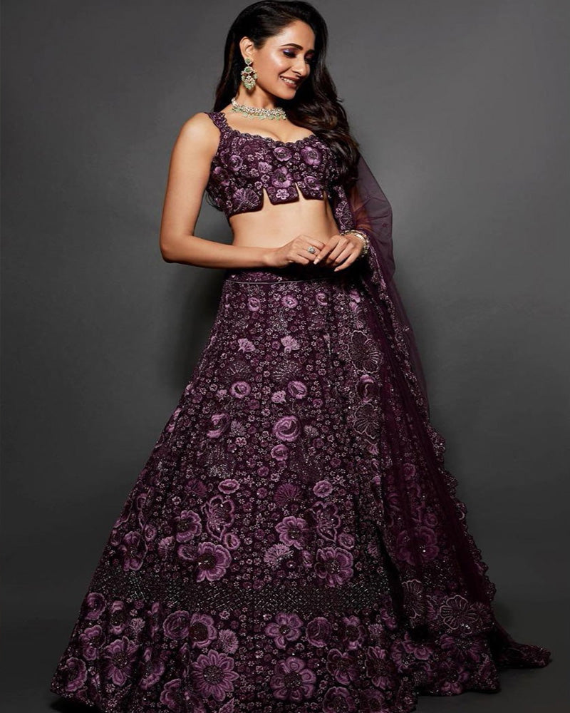 Heavy Purple Embroidery Work Lehenga Choli