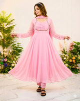 Baby Pink Color Pure Blooming Georgette Anarkali Suit