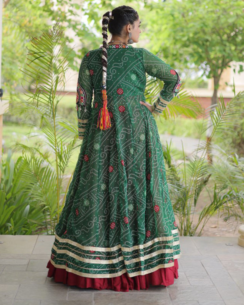 Red Color Bandhani Printed With Rayon Lehenga  Choli