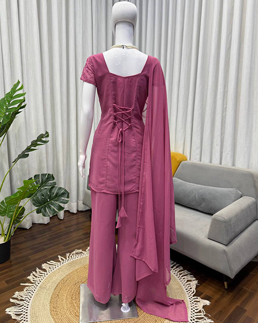 3 Color Faux Georgette Three Piece Kurti Suit