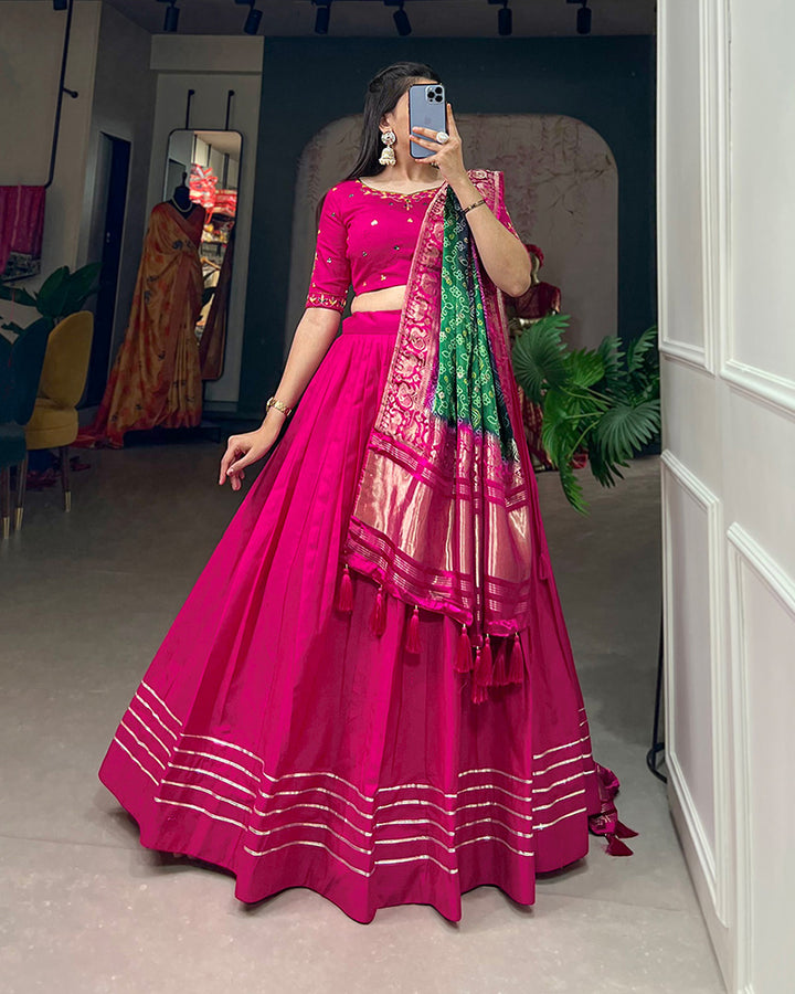 Pink Color Pure Cotton Lehenga Choli