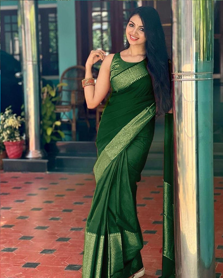 Designer Green Color Banarasi Silk Saree