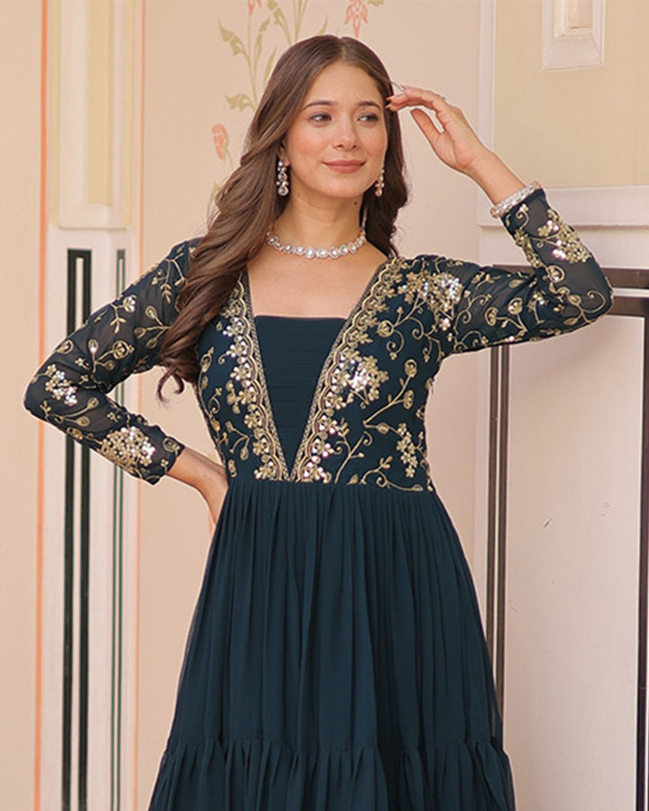 Royal Rama Gown With Exquisite Golden Embroidery