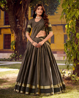 Grey Color Chettinad Cotton Half Saree