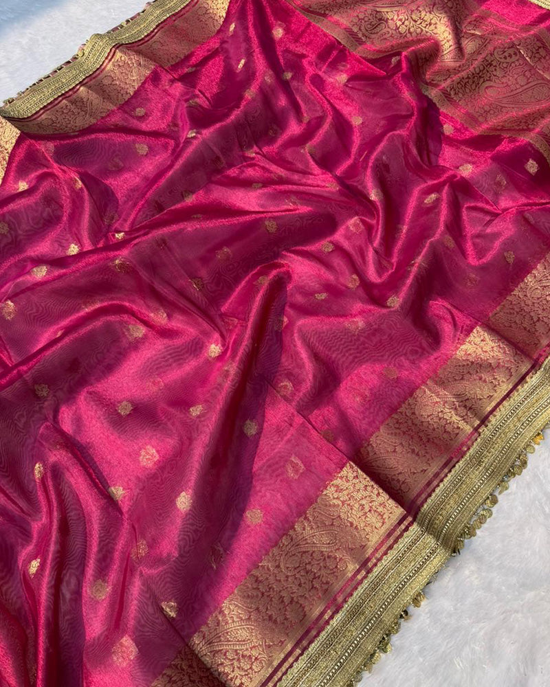 Classic Magenta Color Tissue Silk Saree