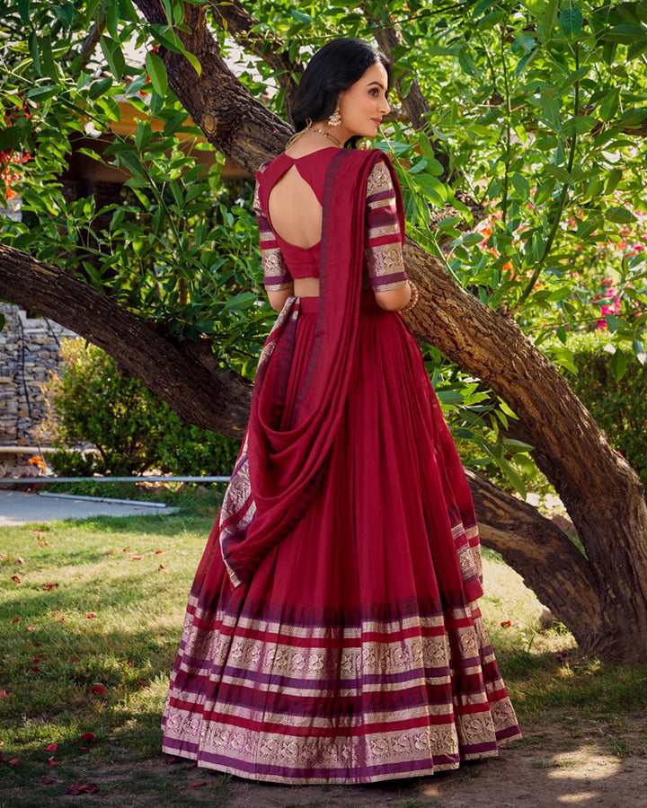 Red Color Pure Chanderi Zari Work lehenga Choli