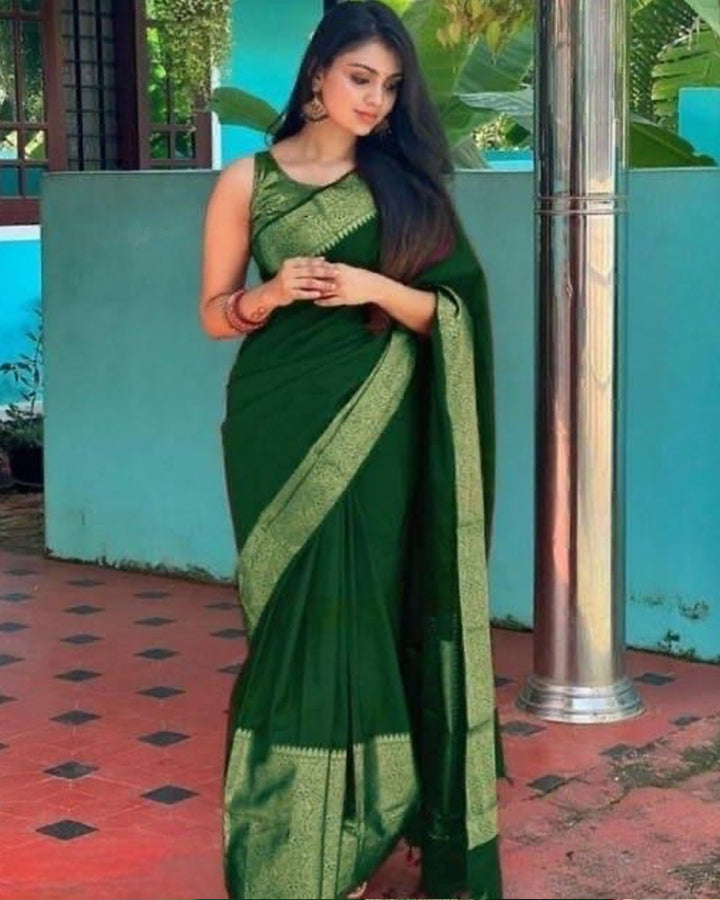 Designer Green Color Banarasi Silk Saree