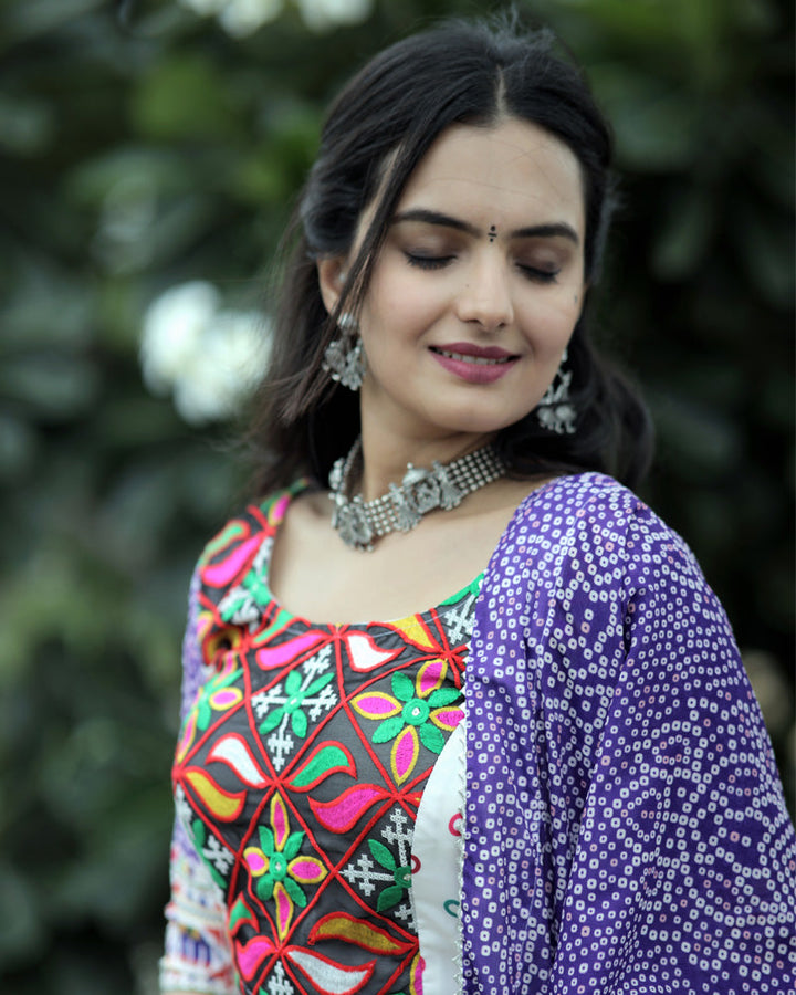 White And Purple Color Designer Printed Lehenga Choli