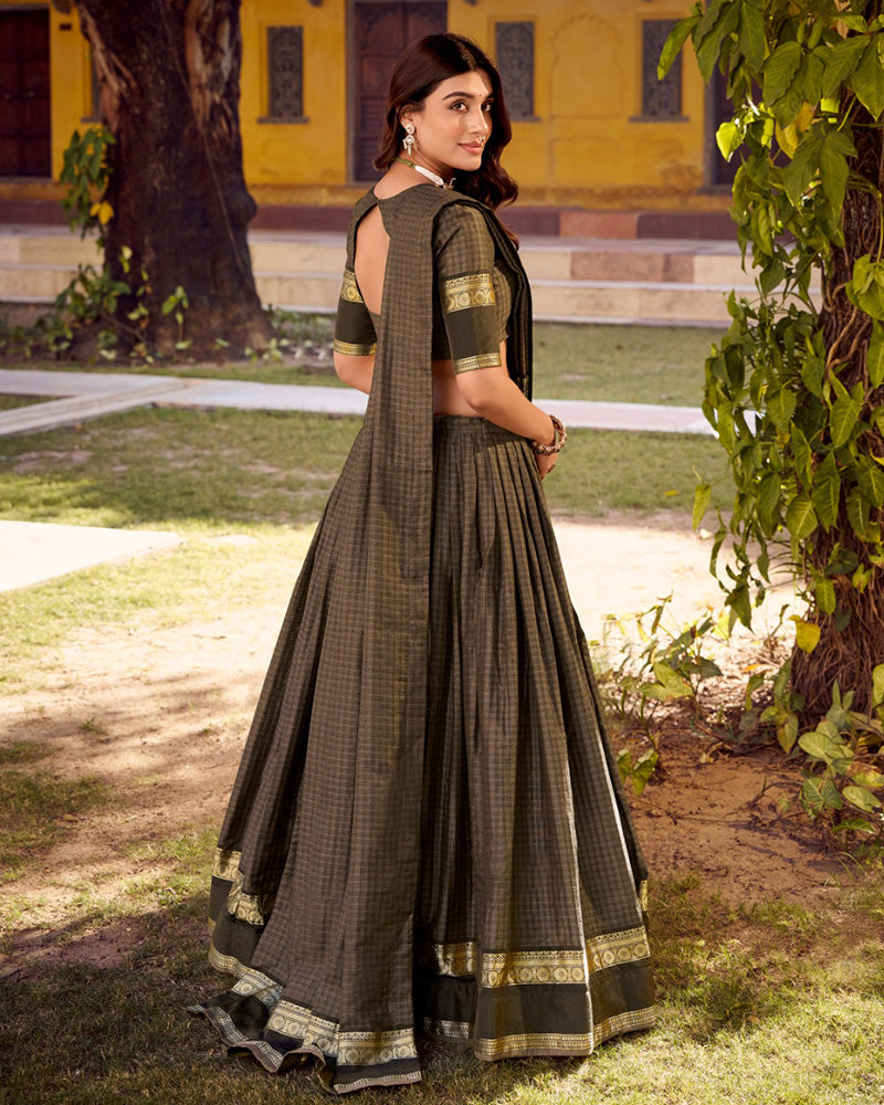 Grey Color Chettinad Cotton Half Saree