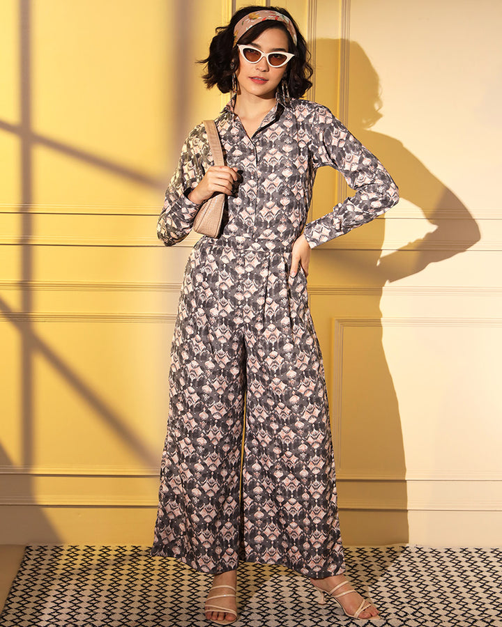 Grey Color Crape Silk Co-Ord Set