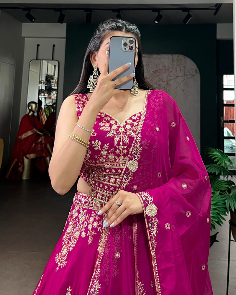 Pink Color Naysha Silk Embroidered Lehenga Choli