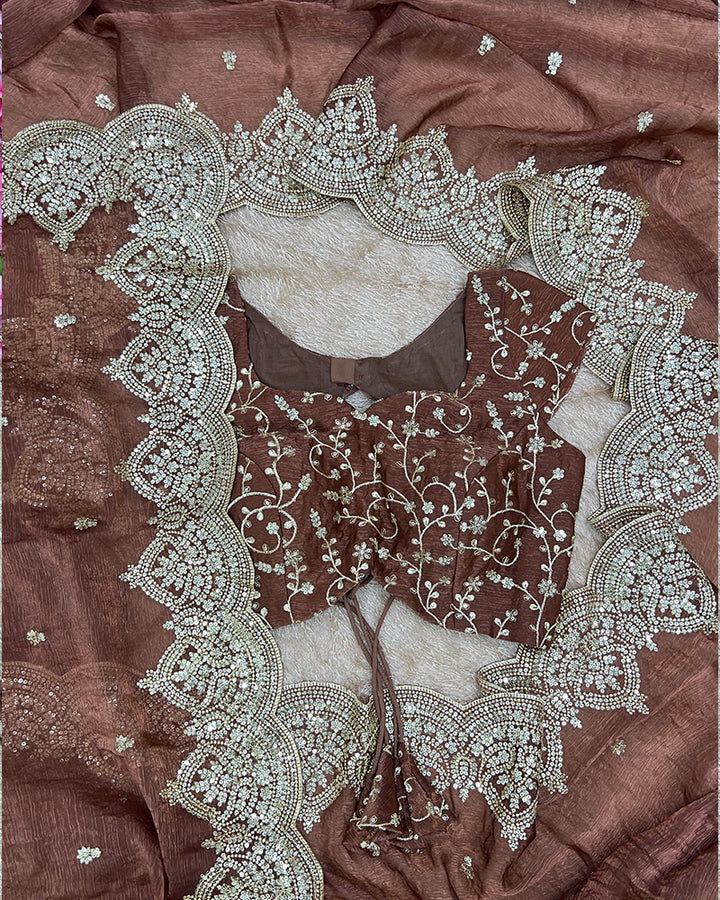 11 Color Fendi Chiffon Sequence Embroidered Saree