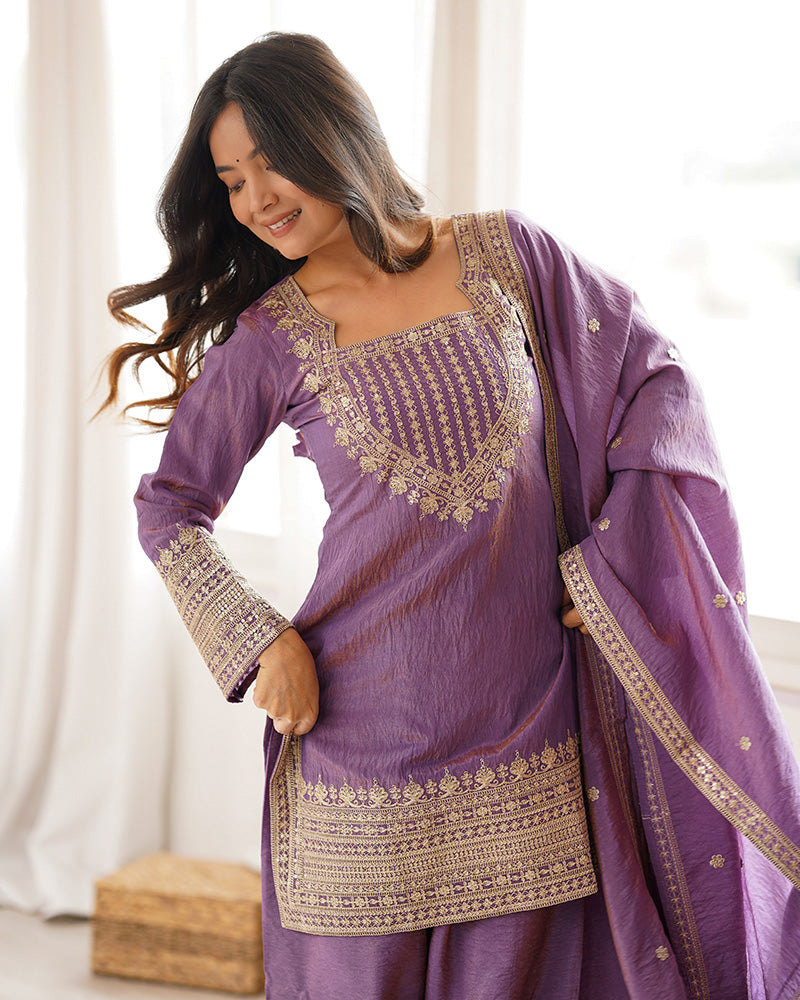 Onion Pink Color NC Vichitra Silk Farshi Salwar Suit