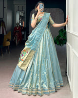 Sky Blue Color Shimmer Silk Lehenga Choli
