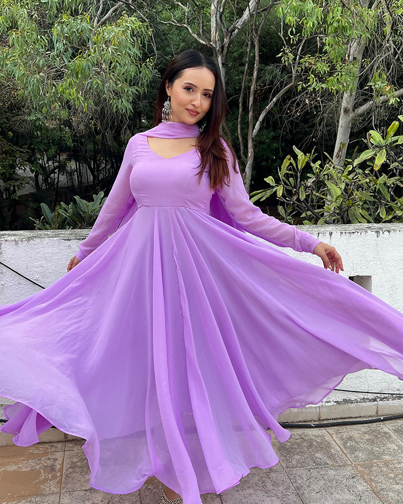 Lavender Color Georgette Anarkali Suit