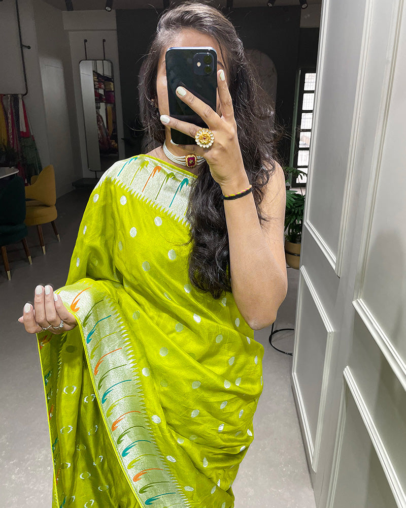 Designer Parrot color Pure Viscose Saree