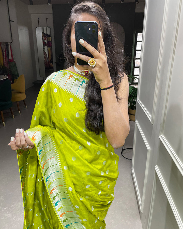 Designer Parrot color Pure Viscose Saree