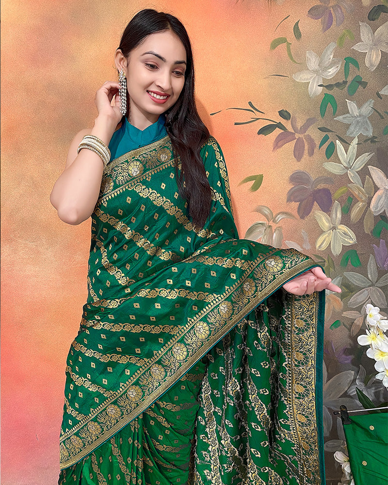 Designer Green Color Dolla Silk Saree