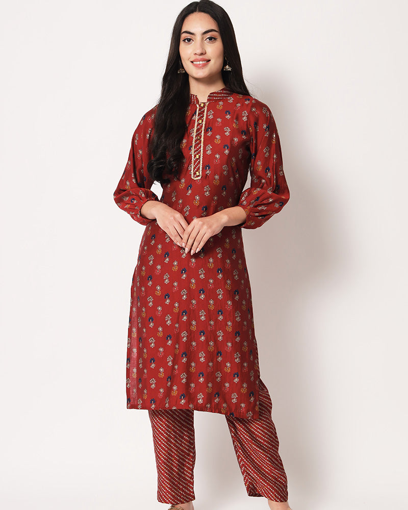 Red Color Chanderi Silk Salwar Suit