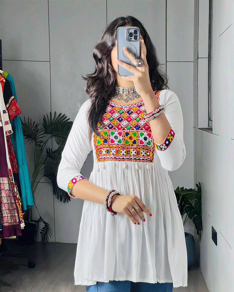 Traditional Three Color Rayon Cotton Navratri Kediya