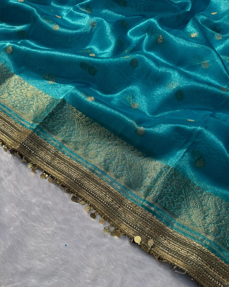 Classic Firozi Color Tissue Silk Saree