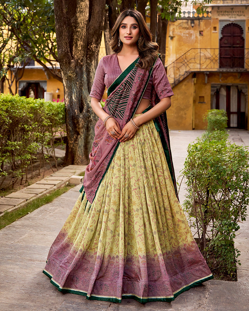 Dusty Mauve Color Vichitra Silk Printed Lehenga Choli