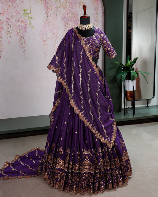 Purple Color Star Georgette Embroidered Lehenga Choli