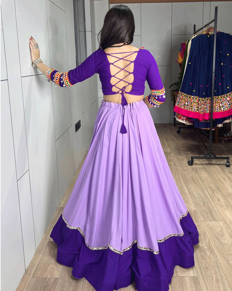 Four Color Rayon Cotton Navratri Lehenga Set