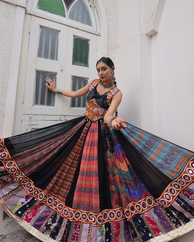 Multi Color Georgette Gamthi Navratri Lehenga Choli