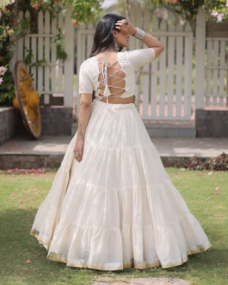 Four Color Kora Cotton Navratri Lehenga Set
