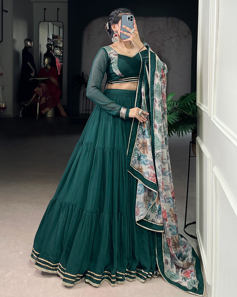 Green Color Marble Navratri Lehenga Choli