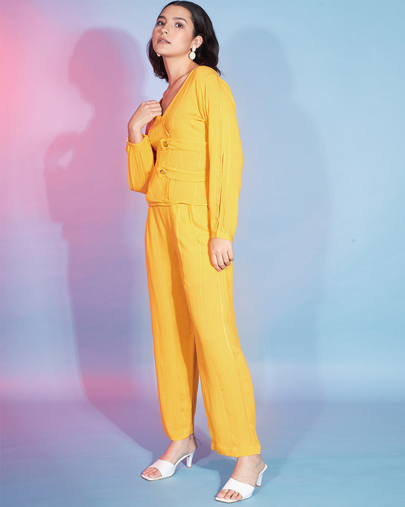 Yellow Color Viscose Rayon Co-Ord Set