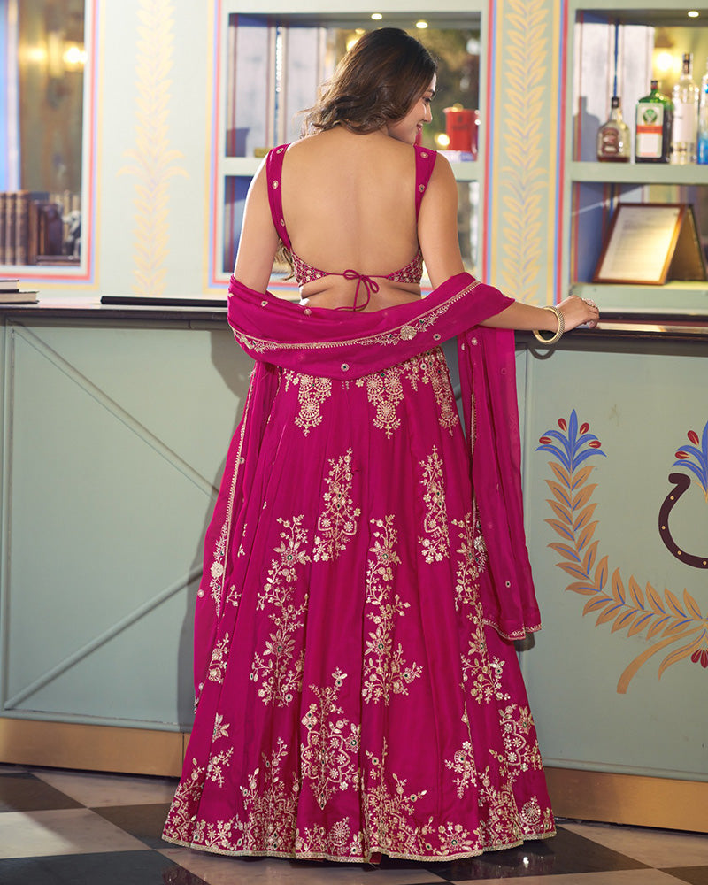 Pink Color Naysha Silk Embroidered Lehenga Choli