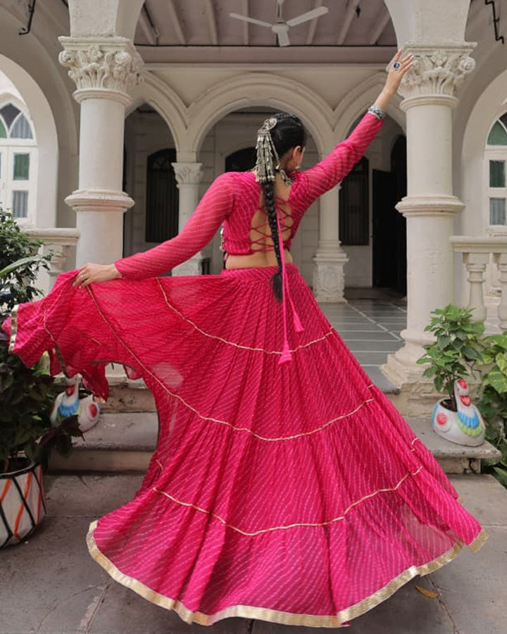 Navratri Special Rani Pink Color Soft Georgette Lehenga Choli