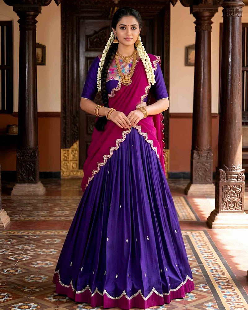 Purple Color Naysha Silk Embroidered Lehenga Choli