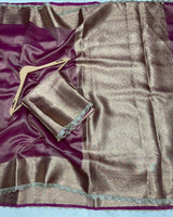 Light Pink Color Banarasi Tissue Saree