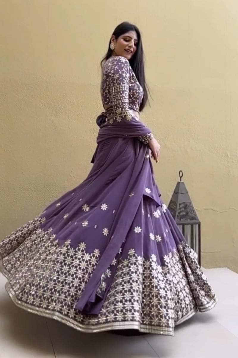 Dusty Onion Designer Sequence Georgette Lehenga Choli