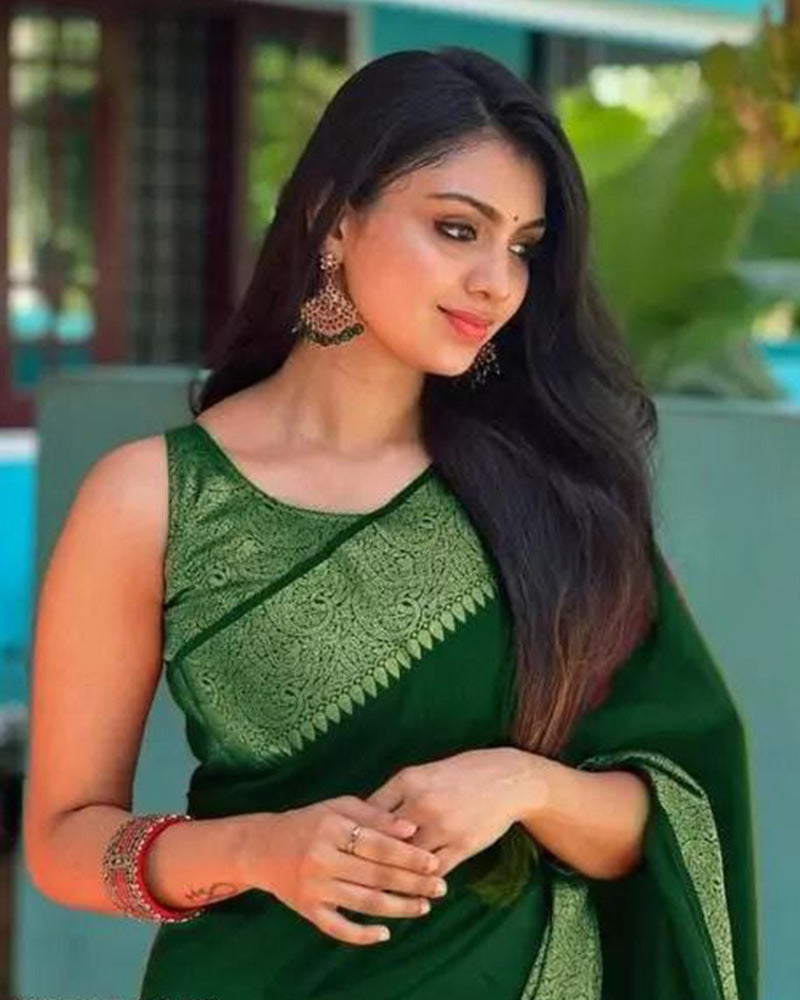 Designer Green Color Banarasi Silk Saree