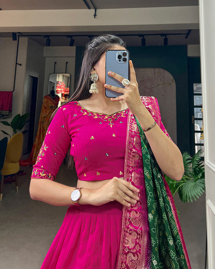 Pink Color Pure Cotton Lehenga Choli