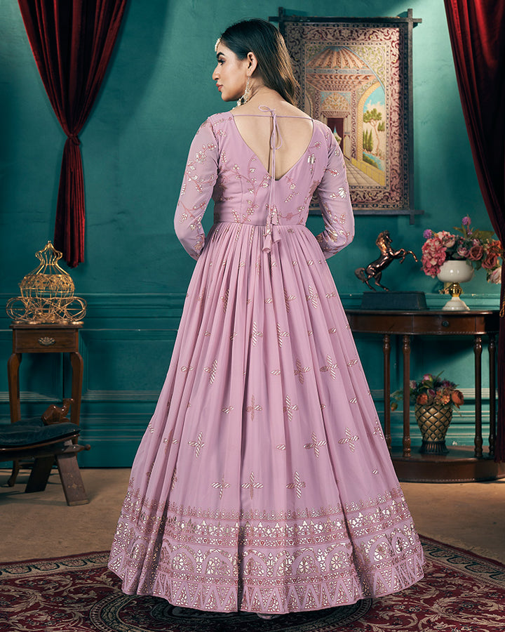 Beautiful Baby Pink Color Georgette Gown With Dupatta