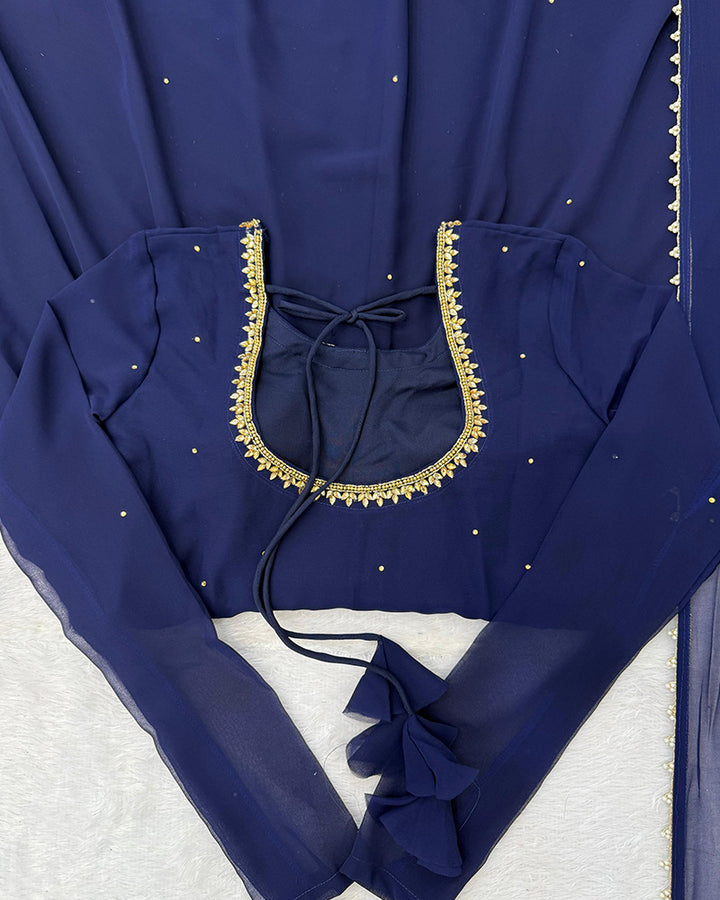 Royal Blue Color Georgette Anarkali Three Piece Suit