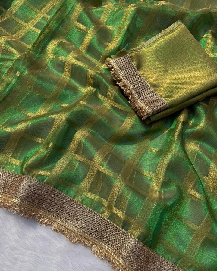 Green Color Banarasi Gharchola Tissue Silk Saree