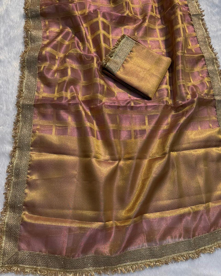 Lavender Color Banarasi Gharchola Tissue Silk Saree