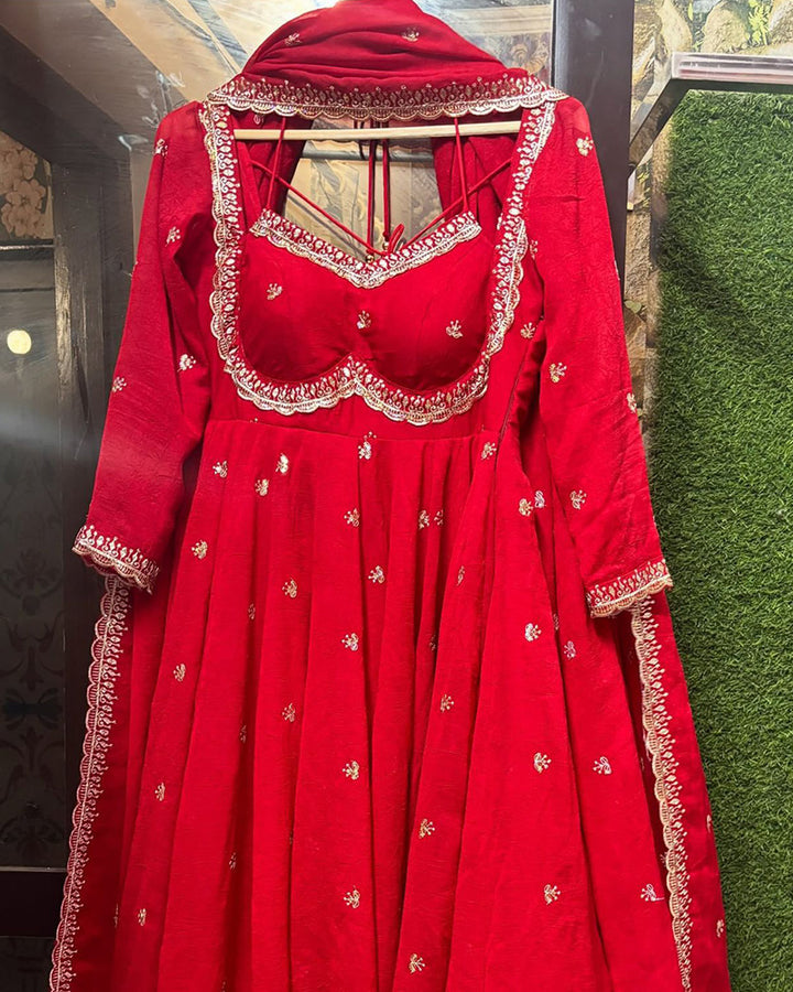 4 Color Georgette Thread Embroidered Anarkali Suit
