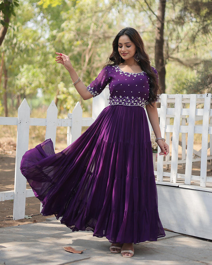 Purple Color Designer Georgette Long Gown
