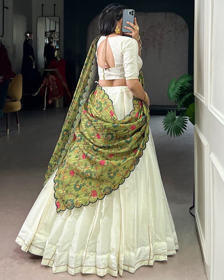 Off-White Color Crush Lehenga Choli With 2 Different Dupatta