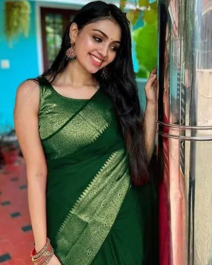 Designer Green Color Banarasi Silk Saree