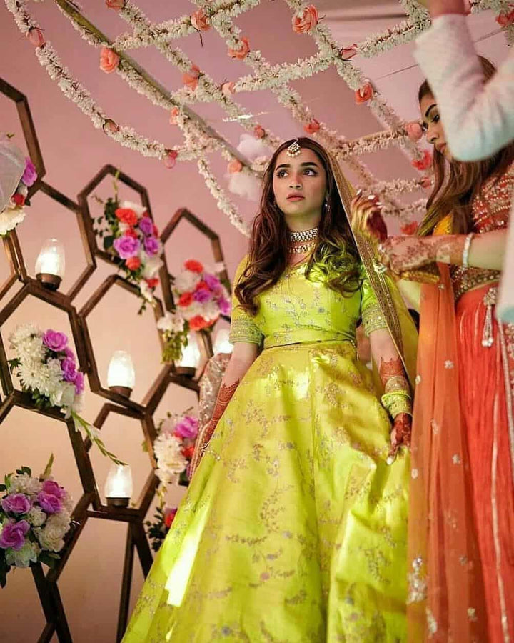 Neon Alia Bhatt Bridal Lehenga Choli