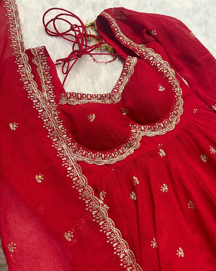 4 Color Georgette Thread Embroidered Anarkali Suit
