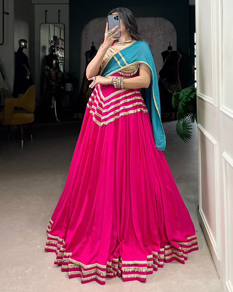 Pink Color Rayon Lehenga Choli For Traditional Occasion